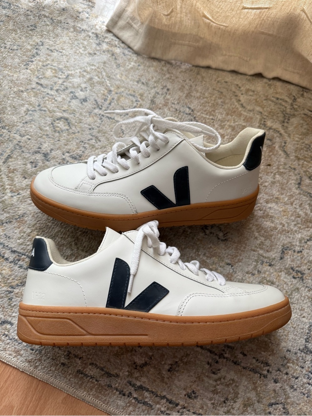 Veja White Leather V-12 Sneakers